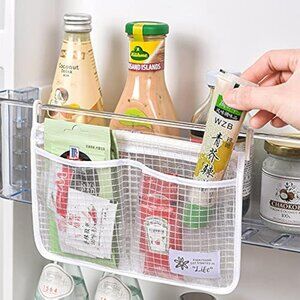 4PCS Refrigerator Door Organizer Set, Fridge Hanging Mesh Bag for Kitchen Storag